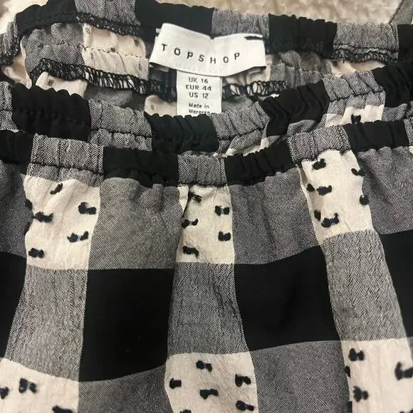 Topshop MINI DRESS Check Dobby Chuck Paid | Black & White, Sz 12 - Picture 5 of 5